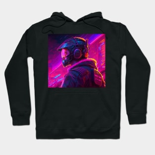 Cyberpunk synthwave halo astronaut explorer Hoodie